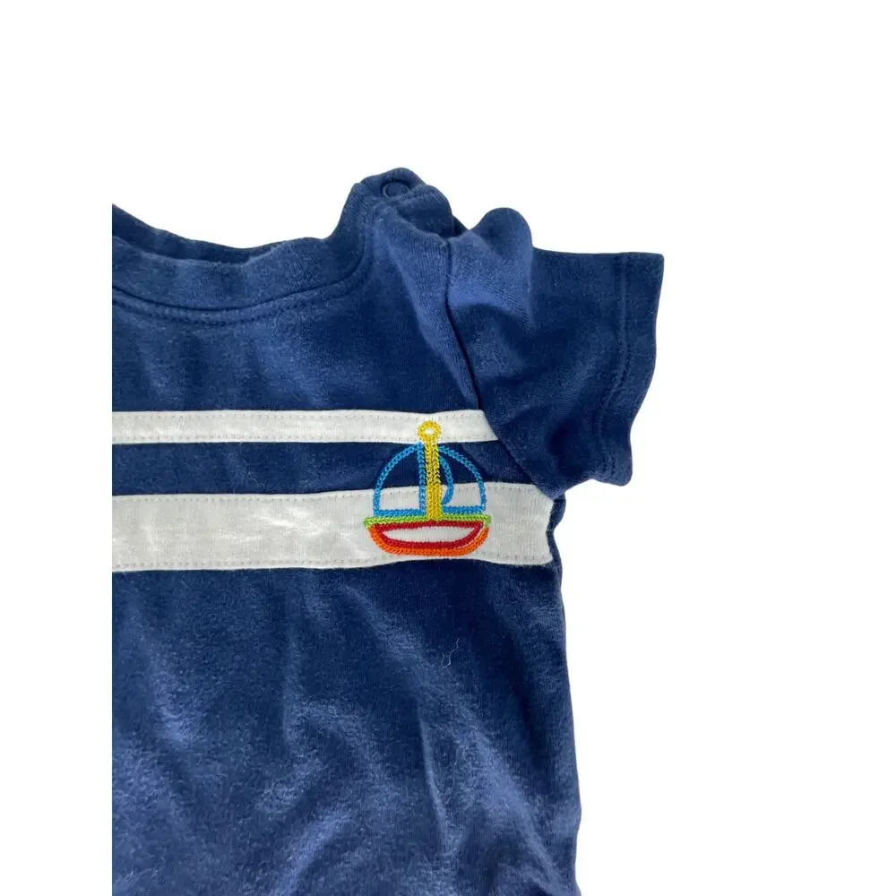 Garanimals Baby Boys Blue Striped Short Sleeve One Piece Size Newborn